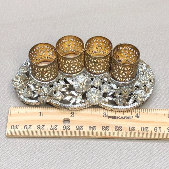 Vintage SAM FINK Ormolu Filigree Lipstick Holder Tray Hollywood Regency Vanity - Picture 12 of 14